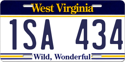 WV license plate 1SA434