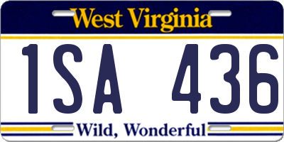 WV license plate 1SA436