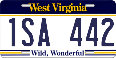 WV license plate 1SA442