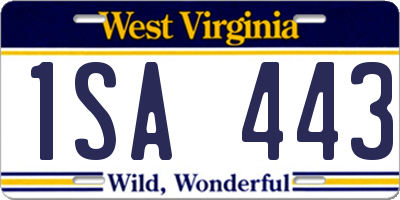 WV license plate 1SA443