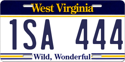 WV license plate 1SA444