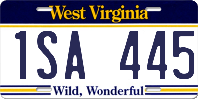 WV license plate 1SA445