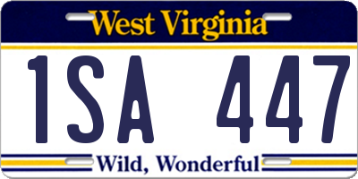 WV license plate 1SA447