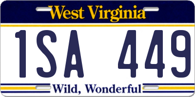 WV license plate 1SA449
