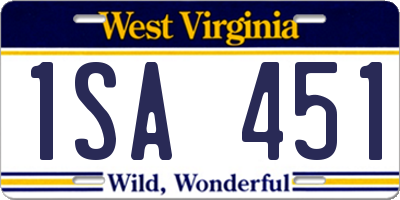 WV license plate 1SA451