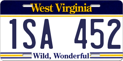 WV license plate 1SA452