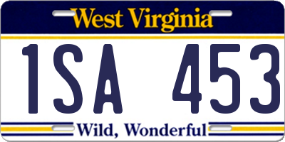 WV license plate 1SA453