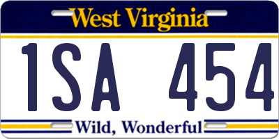 WV license plate 1SA454