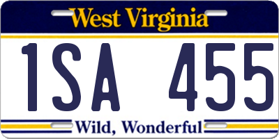 WV license plate 1SA455
