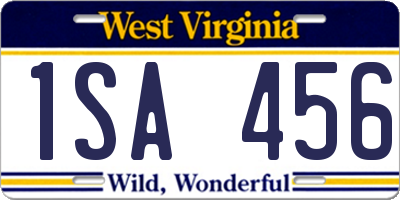 WV license plate 1SA456