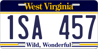 WV license plate 1SA457
