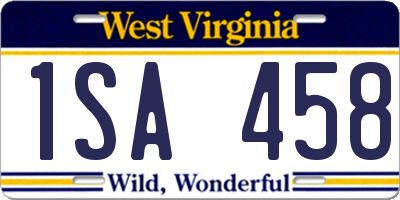 WV license plate 1SA458