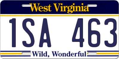 WV license plate 1SA463