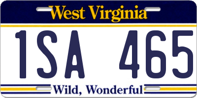 WV license plate 1SA465