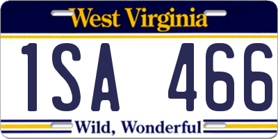 WV license plate 1SA466