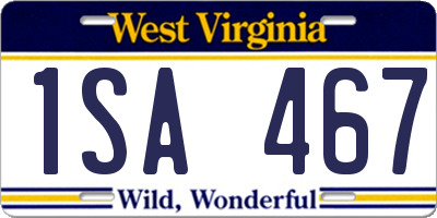 WV license plate 1SA467