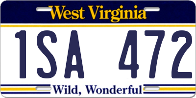 WV license plate 1SA472