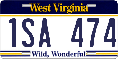 WV license plate 1SA474