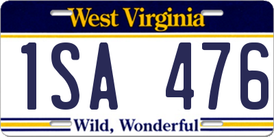 WV license plate 1SA476