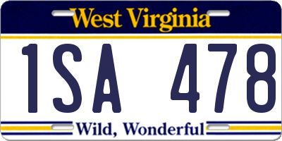 WV license plate 1SA478