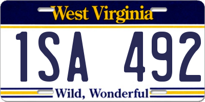 WV license plate 1SA492