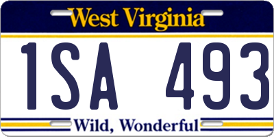 WV license plate 1SA493