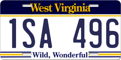 WV license plate 1SA496