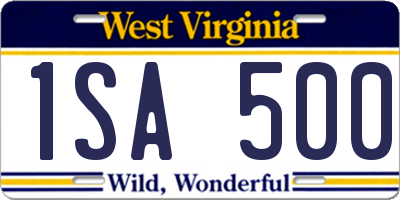 WV license plate 1SA500
