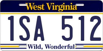 WV license plate 1SA512