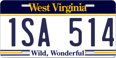 WV license plate 1SA514