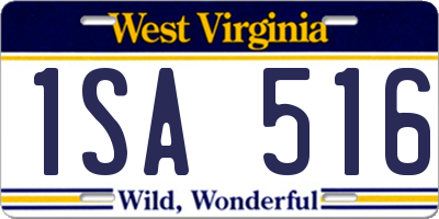 WV license plate 1SA516