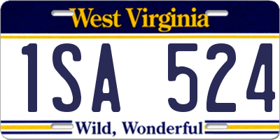 WV license plate 1SA524