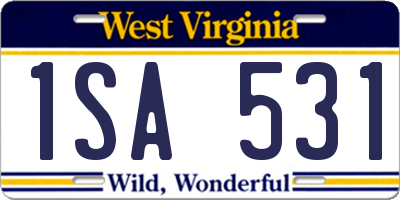 WV license plate 1SA531