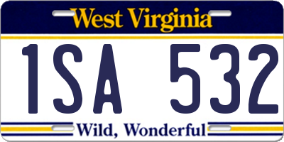 WV license plate 1SA532