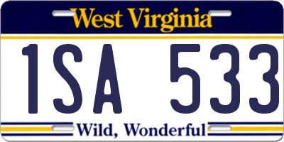 WV license plate 1SA533