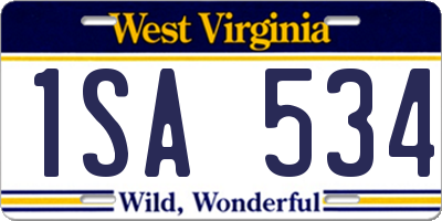 WV license plate 1SA534