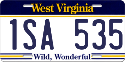 WV license plate 1SA535