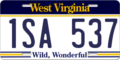 WV license plate 1SA537