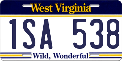 WV license plate 1SA538