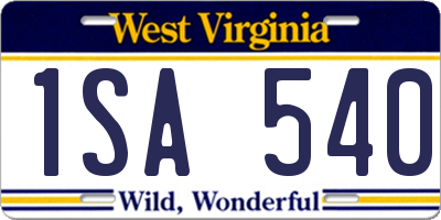 WV license plate 1SA540