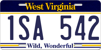 WV license plate 1SA542
