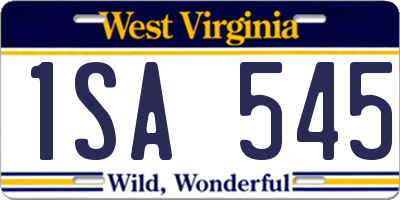WV license plate 1SA545