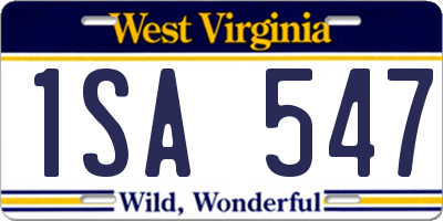 WV license plate 1SA547