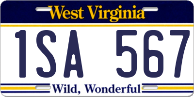 WV license plate 1SA567