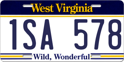 WV license plate 1SA578