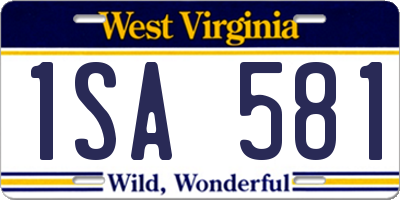 WV license plate 1SA581