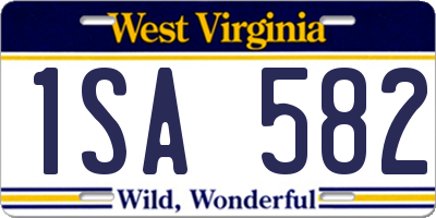 WV license plate 1SA582