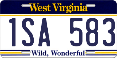 WV license plate 1SA583
