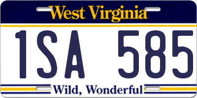WV license plate 1SA585