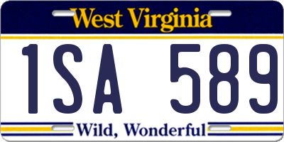 WV license plate 1SA589
